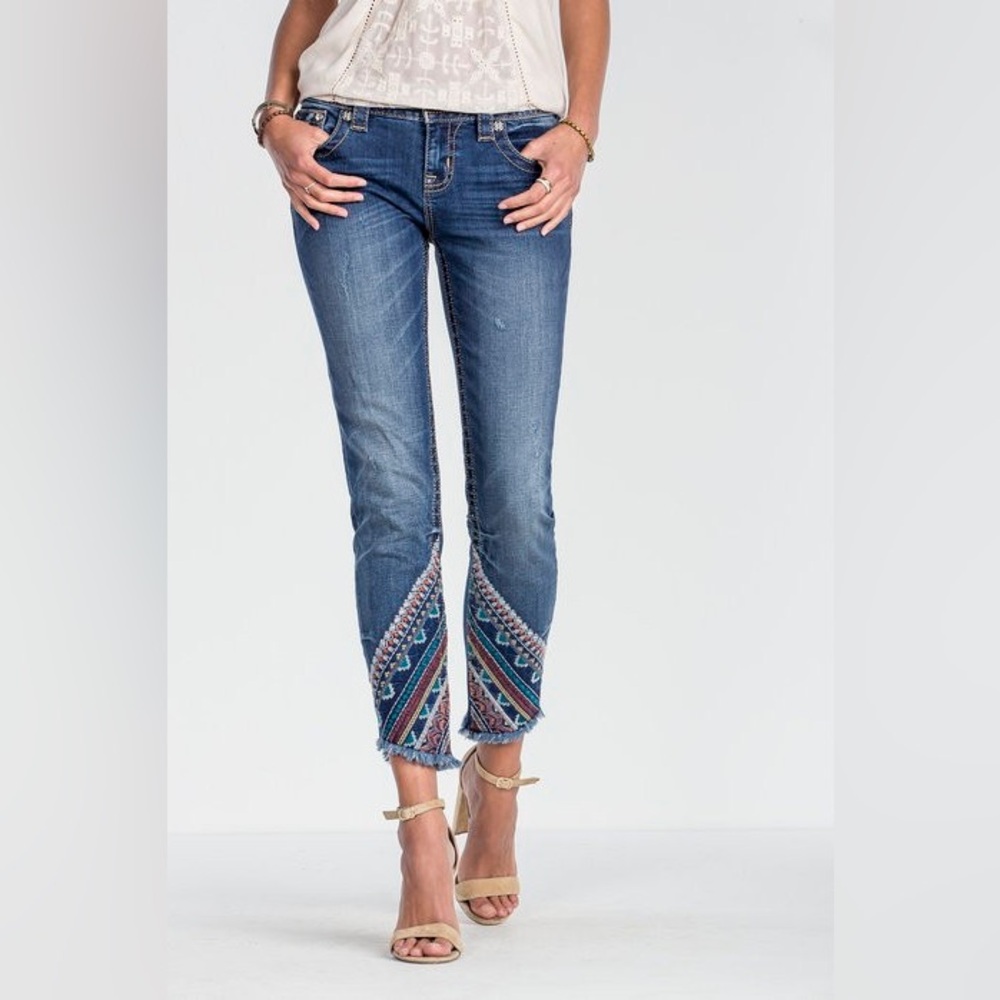 DRIFTWOOD Jackie Jeans embroidered raw hem skinny